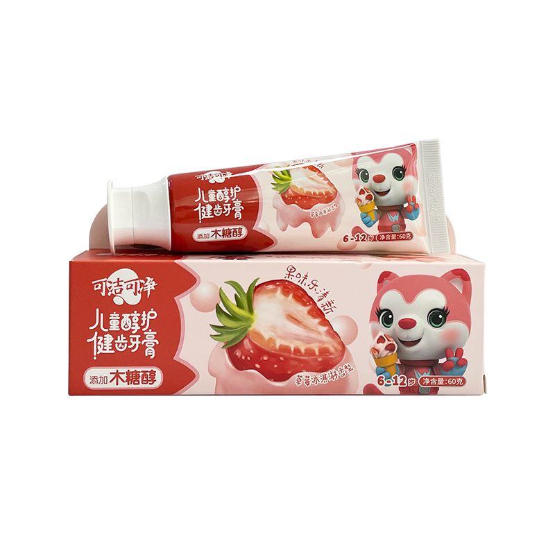 6-12 jaar oude aardbeiensmaak gezonde tanden bevatten xylitol kinderen tandpasta
